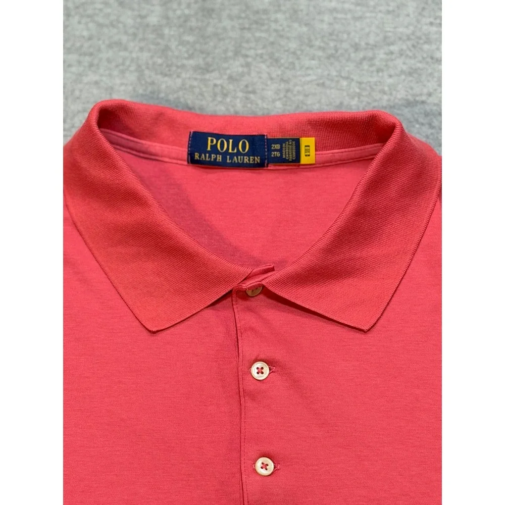 Polo Ralph Lauren Mens 2XB Salmon Pink Short Sleeve Soft Cotton Polo Shirt 2XB